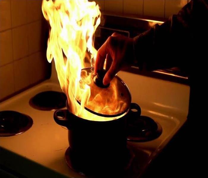 pot with flames in it 